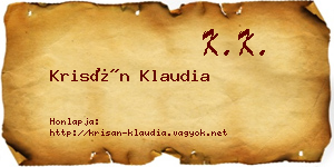 Krisán Klaudia névjegykártya